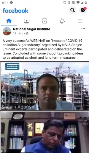 Webinar conducted by Shrijee and NSI, Kanpur on &#039;Impact of Covid-19 on Sugar Industry&#039;